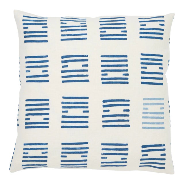 Schumacher Tiasquam Pillow in Blue For Sale