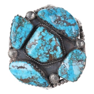 Late 20th Century 273.4 Gram Huge Vintage Native American Sterling/ Morenci turquoise cuff bracele For Sale