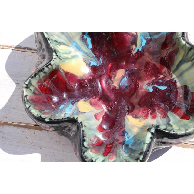 Red 1930s French Art Deco Centerpiece Bowl, Glazed Earthenware, Studio Pottery For Sale - Image 8 of 13