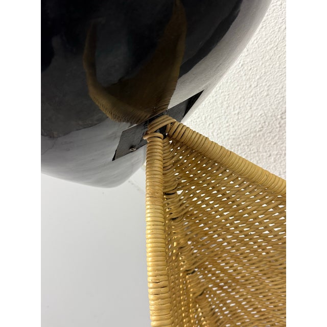 Post Modern Marble + Wicker Side Table For Sale - Image 11 of 12