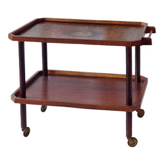 1920's Italian Two Tiered Inlayed Bar Cart For Sale
