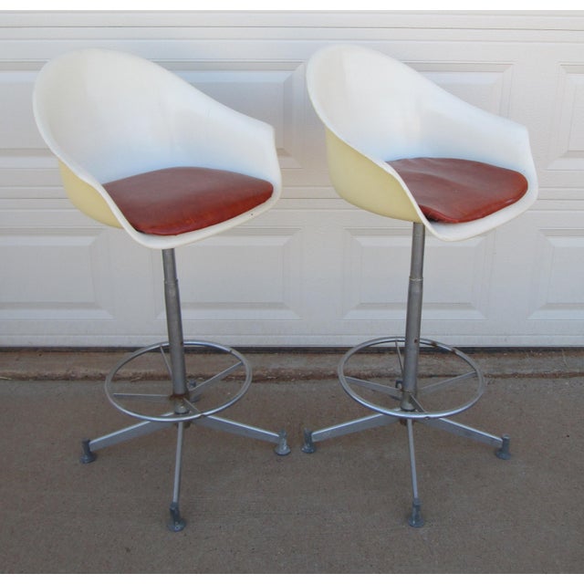 2 Hamilton Cosco Fiberglass Swivel Bar Stools For Sale - Image 12 of 18