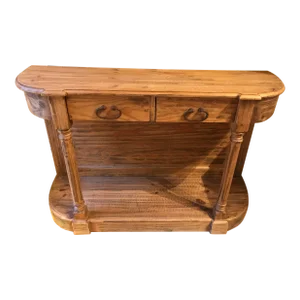 1990s Primitive Pine Console Table