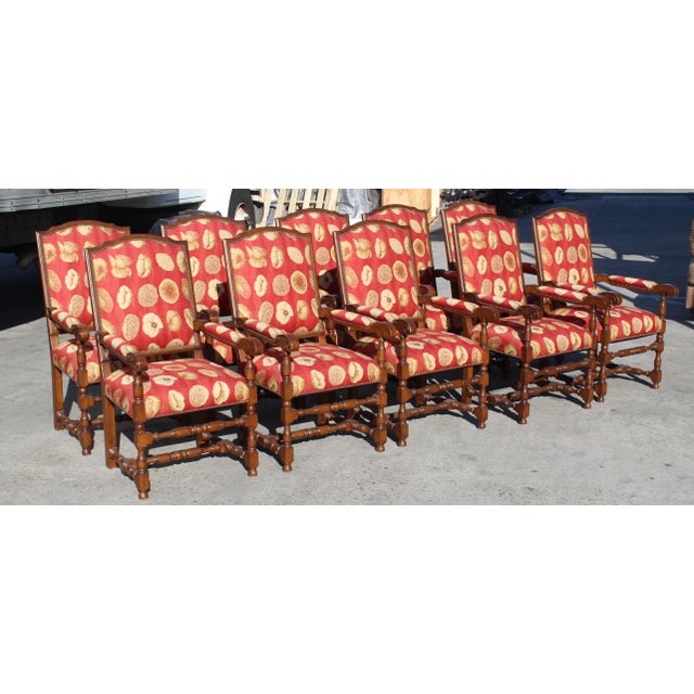 17th Century Style European Floral Fabric Dining Chairs - Set of 10 For Sale - Image 13 of 13