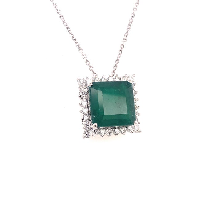 Diamond Emerald Necklace Platinum 9.70 TCW GIA Certified For Sale - Image 10 of 10