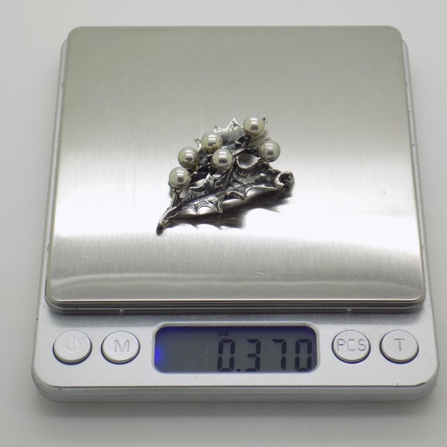 Silver Vintage Italian Handmade Genuine Silver Christmas Decoration Holly Miniature For Sale - Image 8 of 9