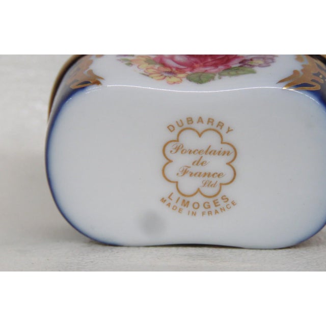 Early 20th Century Limoges Dubarry Trinket France Mini Blue Floral Basket With Gold Handle 4719b For Sale - Image 5 of 13
