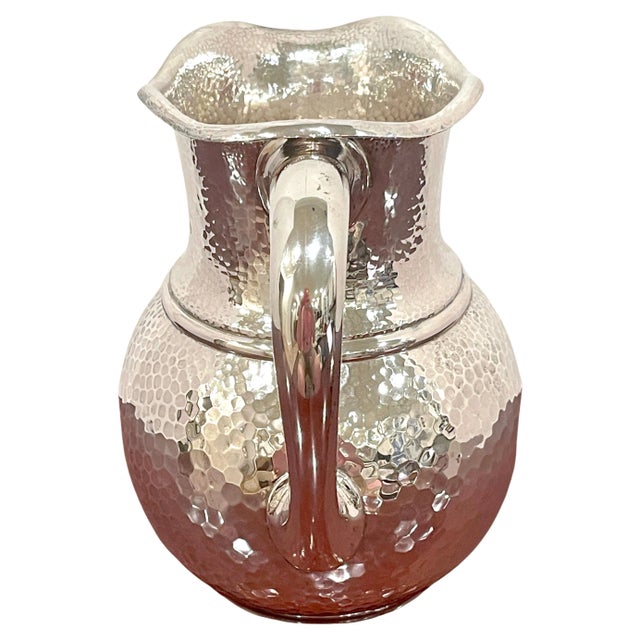 Metal Bieglow & Kennard Hand Hammered Sterling Water Pitcher, in the Japanese Taste For Sale - Image 7 of 12