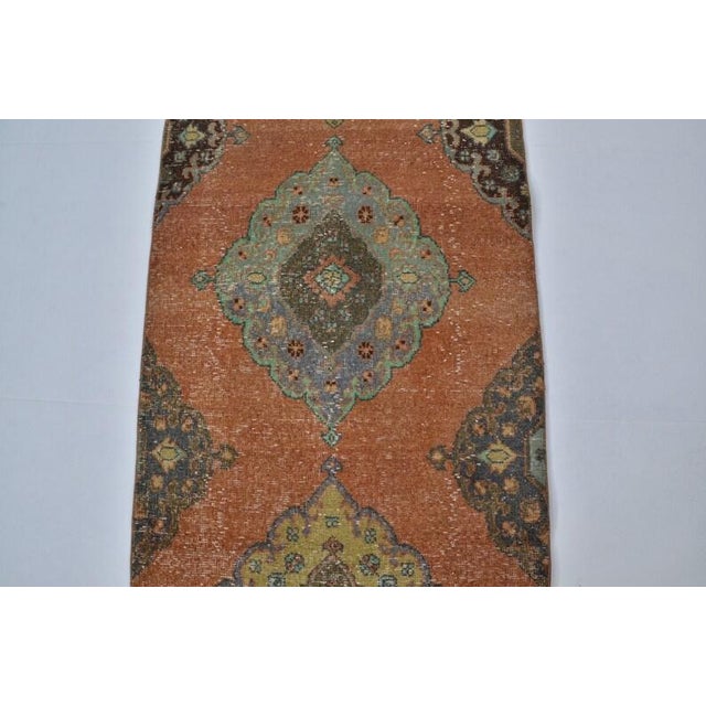 Orange Vintage Turkish Rug, Earth Tones Runner For Sale - Image 8 of 10