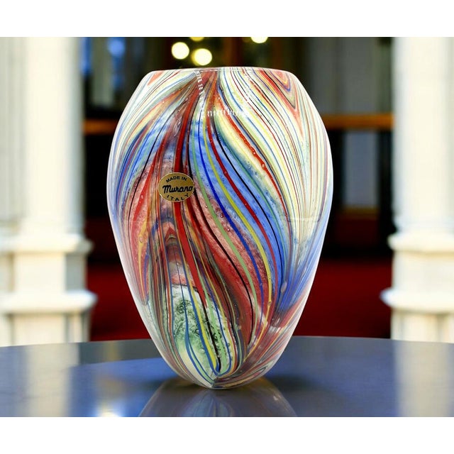 1960s Murano Multicolor Striped Cased Glass Vase, 1960s For Sale - Image 5 of 18