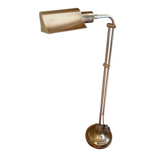 1970s Adjustable Brass Pharmacy Floor Lamp With Tent Shade For Sale