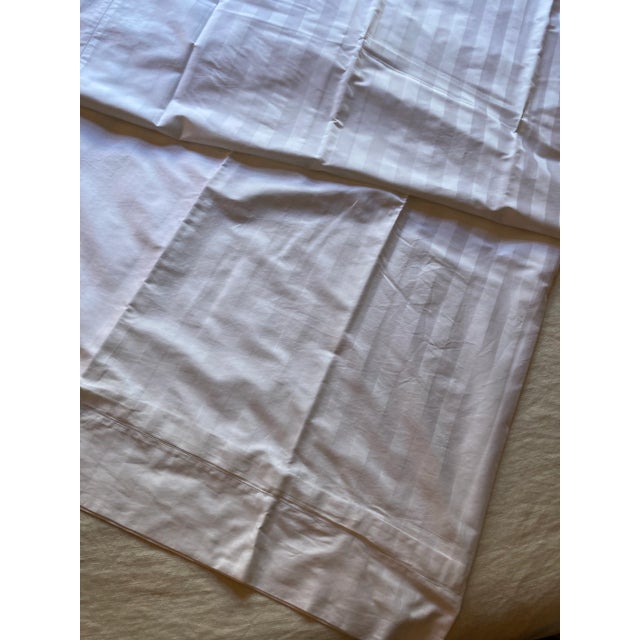 2000 - 2009 Sferra Italian Made King Duvet Cover White on White Shadow Stripe For Sale - Image 5 of 9