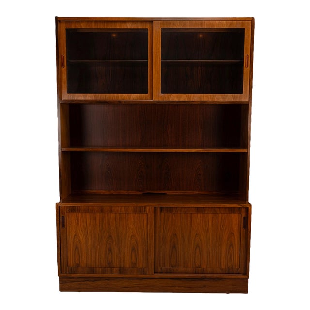 1980s Mid-Century Danish Modern Poul Hundevad Rosewood Veneer Buffet Hutch For Sale