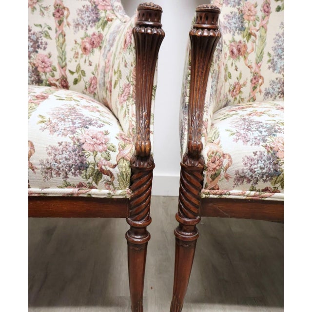 Wood Pair of Georgian Revival Mahogany Library Lounge Chairs, C. 1925–1945 For Sale - Image 7 of 12