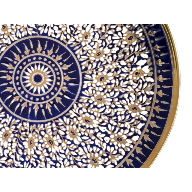 Floral Mandala Cobalt and Gold Plate For Sale - Image 10 of 10