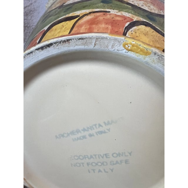 Italian Handpainted Ceramic 2 Handled Vase, Made in Italy by Anita Mary Archer For Sale - Image 4 of 11