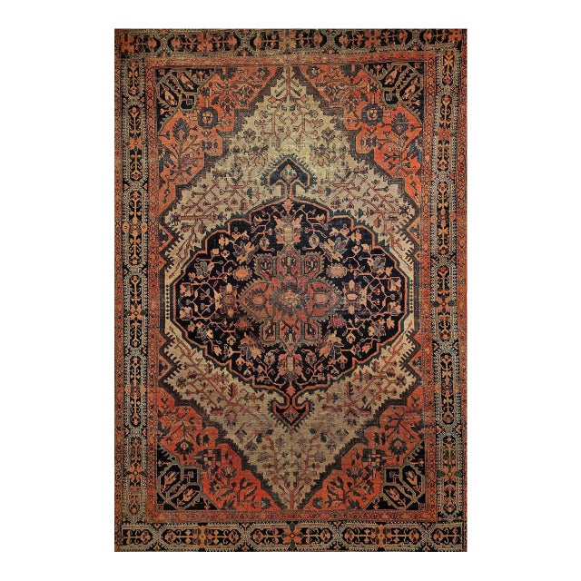 Antique Farahan Sarouk Rug, Hand-Knotted Wool, Floral Pattern, Ivory & Brick Red, 5x7 For Sale