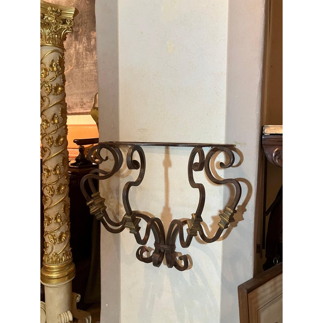 Metal 19th Century Italian Wrought Iron Wall Brackets, Set of 2 For Sale - Image 7 of 13
