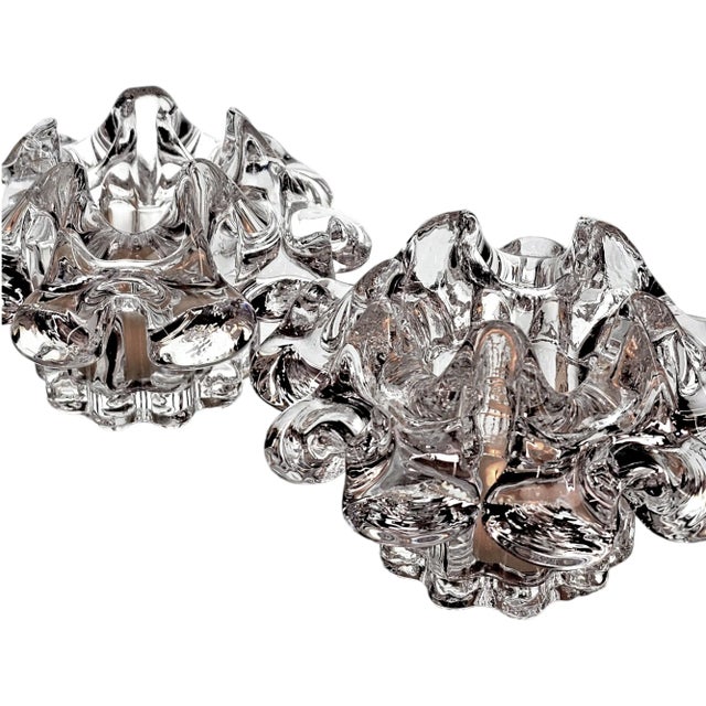 Modern Kosta Boda Goran Warff Glass Candle Holders Pair For Sale - Image 3 of 11