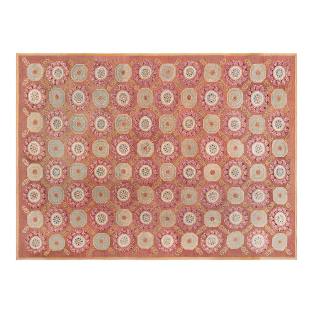 Early 19th Century Aubusson Brown Handmade Wool Rug For Sale