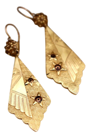 Olive Leafe Shaped Gold Earrings, Set of 2