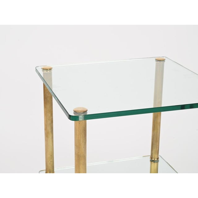 Brass and Glass 2-Tier Side Table or Nightstand from Maison Jansen, France, 1970s For Sale - Image 10 of 14