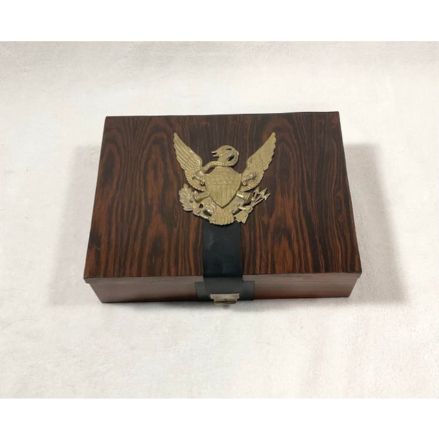 Mid-Century Modern Vintage West Germany Rosewood & Brass Jewelry Box Storage Organizer Men’s Gift Trinket Box, Circa 60s For Sale - Image 3 of 12