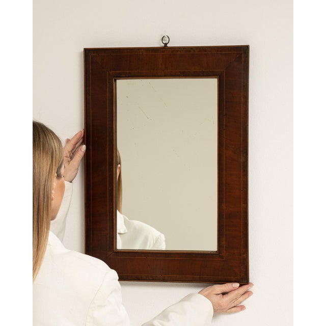 French 19th Century France Brown Wood Mirror For Sale - Image 3 of 8