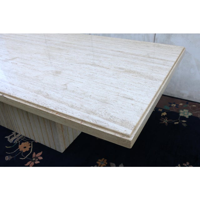 Stone Vintage 1970s Italian Travertine Pedestal Dining Table – Mid-Century Modern For Sale - Image 7 of 18