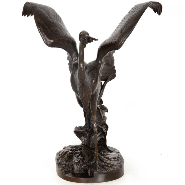 Rare French Bronze Sculpture Heron and Frog by Henri Alfred Jacquemart For Sale - Image 4 of 18
