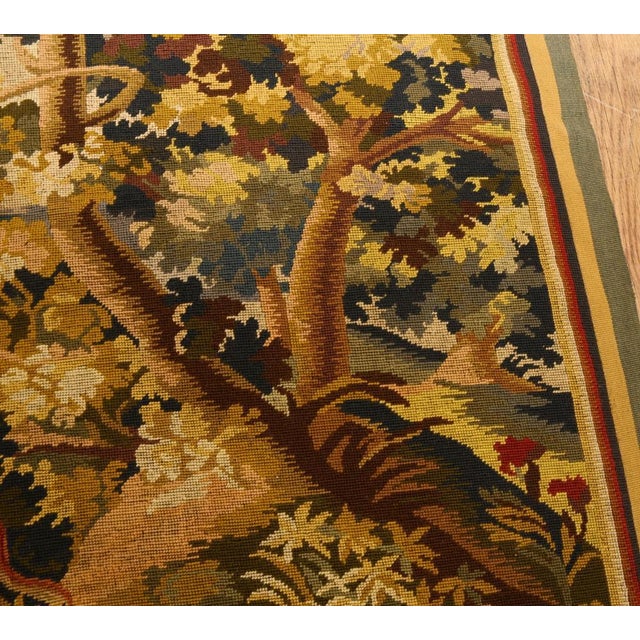 Verdure Needlepoint Tapestry in the style of Aubusson, Belgium For Sale - Image 9 of 12