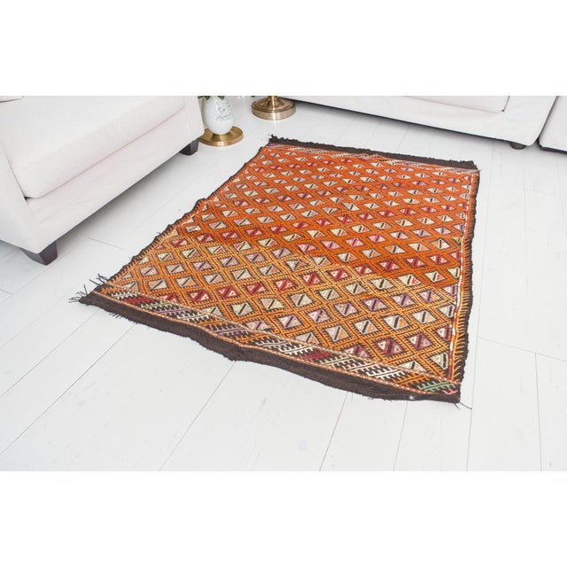 Peach Vintage Anatolian Kilim Rug For Sale - Image 8 of 10