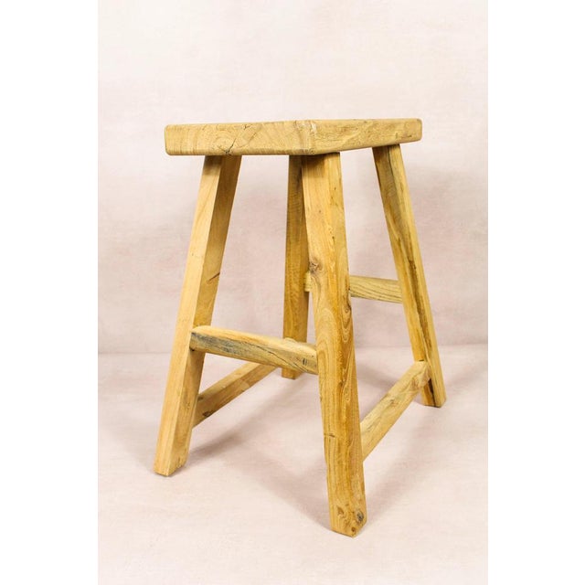 Vintage Rustic Elm Stool For Sale - Image 5 of 5