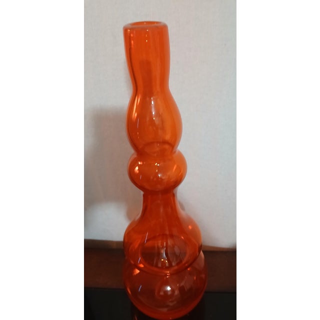 F-019" Mid-Century Modern Hooped Floor Vase in Persimmon Flame Glass ​The Curation Presented by Splendidus for Methinks...