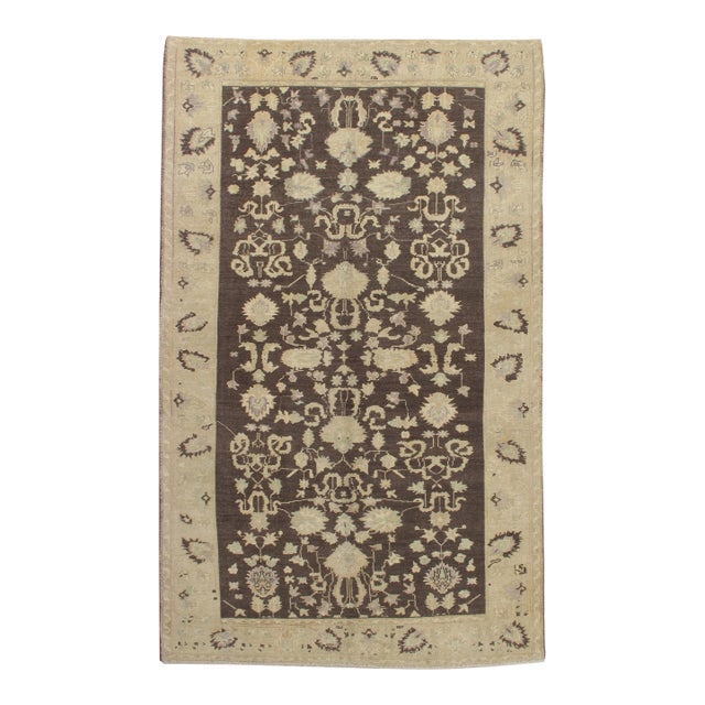 Antique Oushak Carpet, Handmade Turkish Oriental Rug, Beige, Taupe, Charcoal For Sale