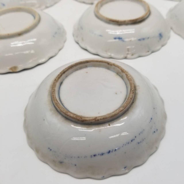 Japanese Ko-Imari Landscapes – Antique Arita Blue and White Dishes Set of 7 For Sale - Image 3 of 9