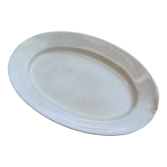 Large White Oval Serving Dish, 1950 For Sale
