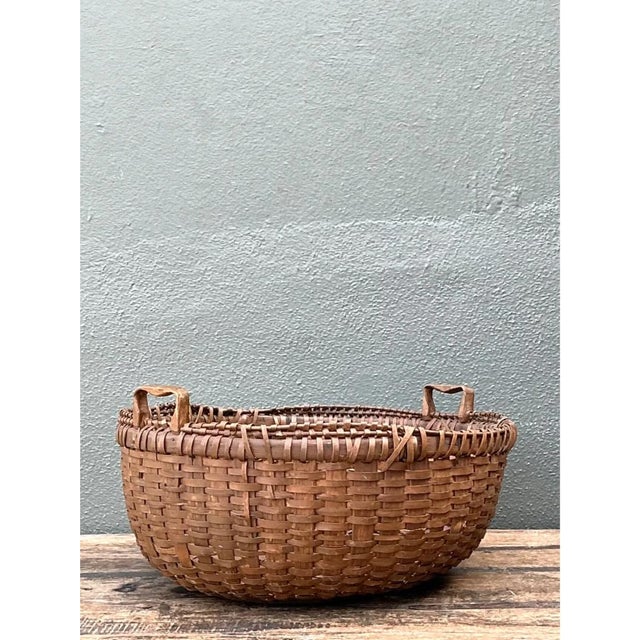 Vintage Shaker Style Rattan Basket | Chairish