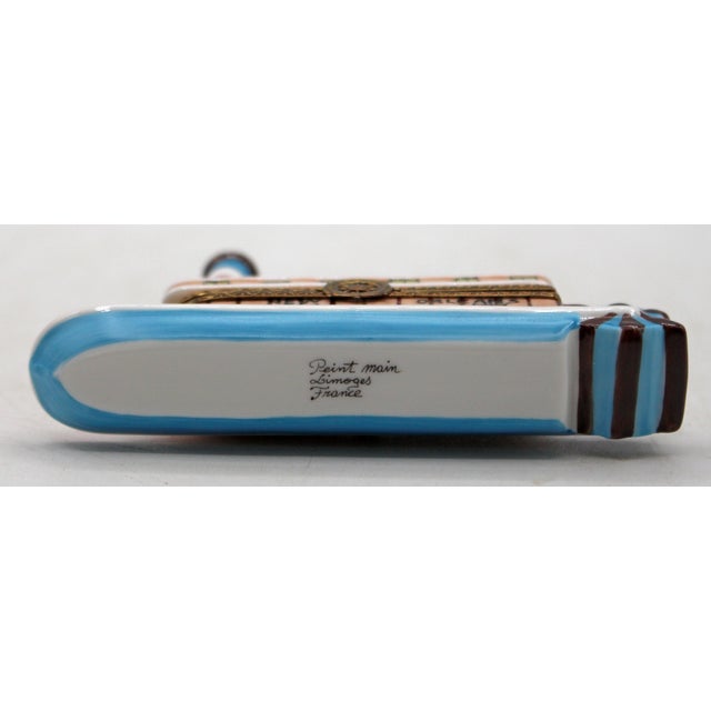 Cream Vintage French Limoges Porcelain New Orleans Steamboat Form Trinket Box For Sale - Image 8 of 8