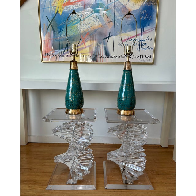 Plastic Vintage Helix Spiral Stacked Lucite Side Tables For Sale - Image 7 of 14