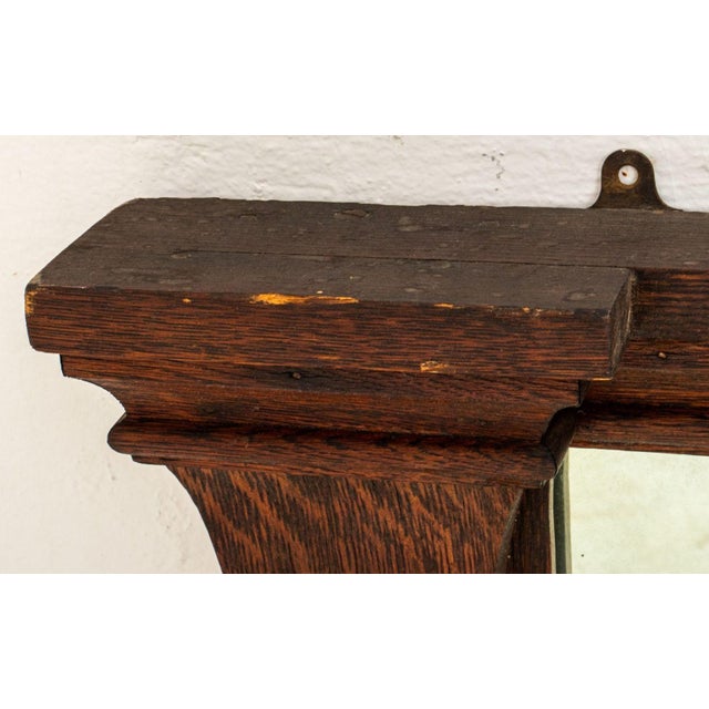 Early 20th Century Arts & Crafts Oak Hat Rack Wall Mirror For Sale - Image 4 of 7