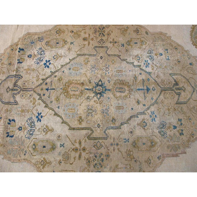 19th Century Ivory & Coral Red Color and Expressive Medallion Design Antique Persian Sultanabad Rug For Sale - Image 5 of 6