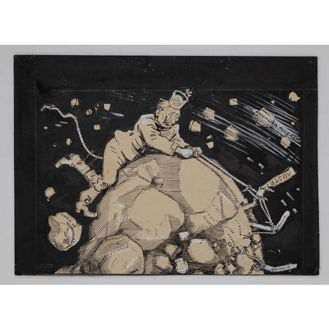 Gabriele Galantara, Globe, Mixed Media on Cardboard, 1918 For Sale - Image 3 of 3