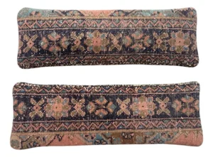 Blue Anatolian Rug Pillow Cover 12'' X 35'' - Set of Two