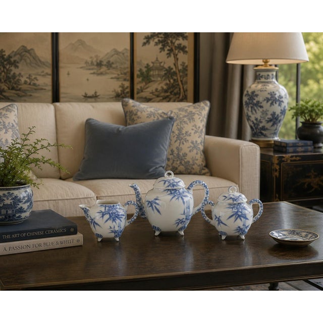 Late 19th Century Japanese Meiji Porcelain Bamboo Tea Set, 3 Pieces For Sale - Image 12 of 12