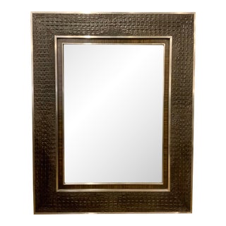 John Richard Modern Alligator Print Embossed Leather Wall Mirror For Sale