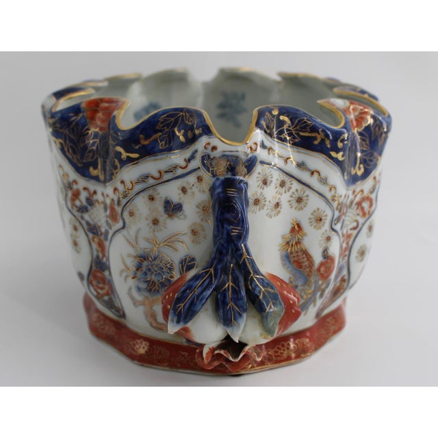 Early 20th Century Antique Meiji Japanese Kutani Porcelain Centerpiece Bowl Jardiniere, C1900 For Sale - Image 5 of 11