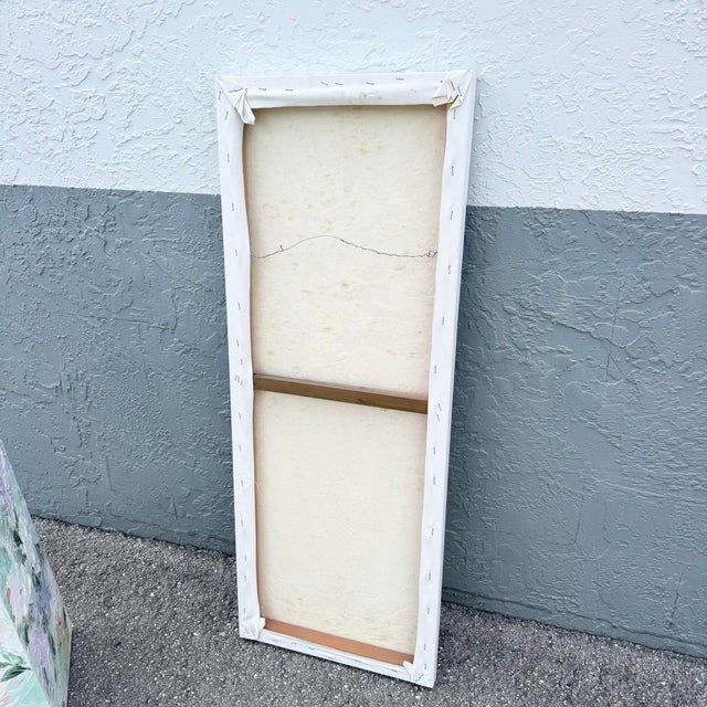 Textile Vintage Textured Floral Painted Pedestal and Painting - 2 Pieces For Sale - Image 7 of 9