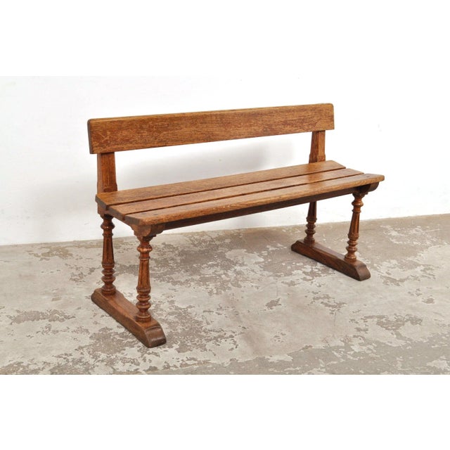 Antique Oak Bench, 1900s For Sale - Image 10 of 12