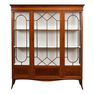 Edwardian Mahogany Inlaid Display Cabinet, 1910 For Sale